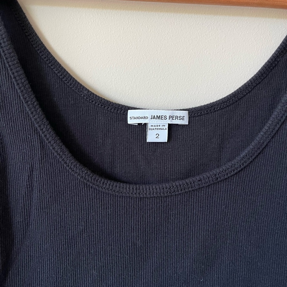 James Perse Black Rib Tank Top - Picture 2 of 3